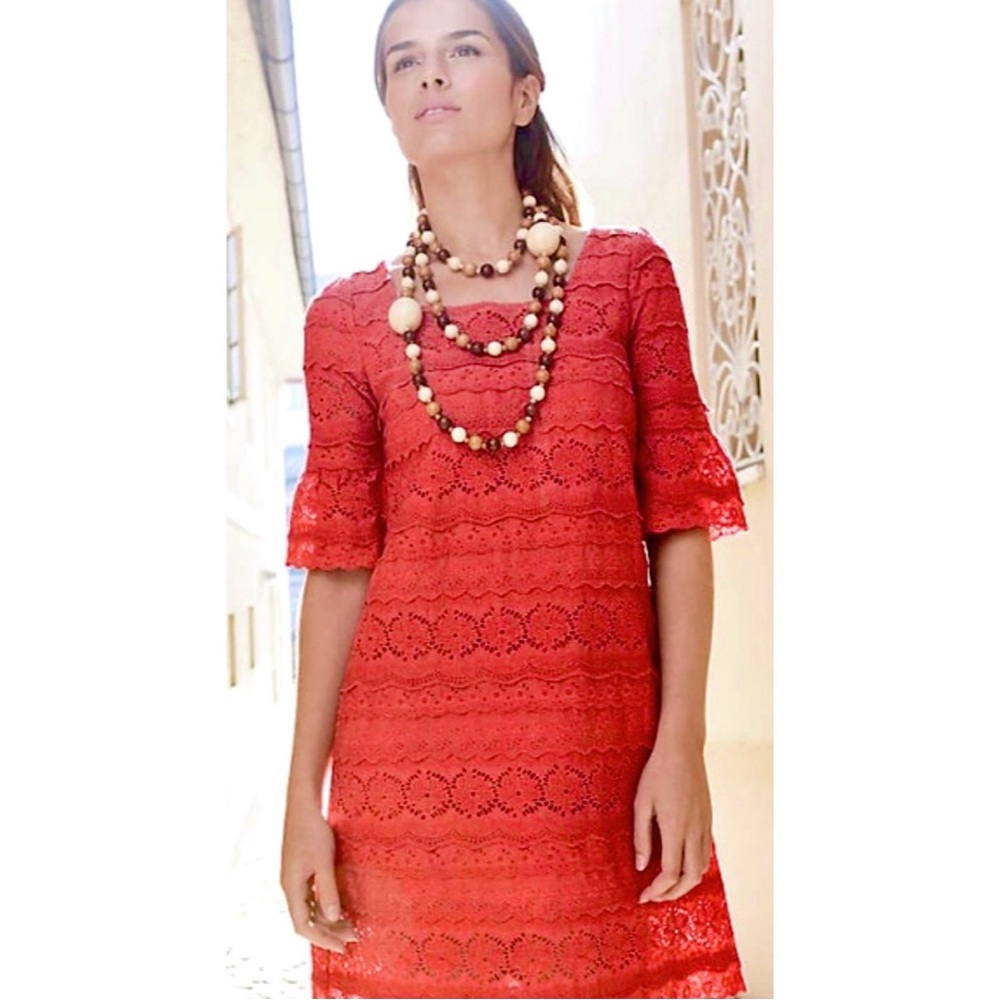 Anthropologie Moulinette Soeurs Dazzling Lights Shift Dress Size 4 Coral